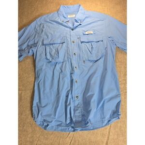 Gander Mountain Guide Series Mens Blue Short Sleeve Fishing Shirt Size M